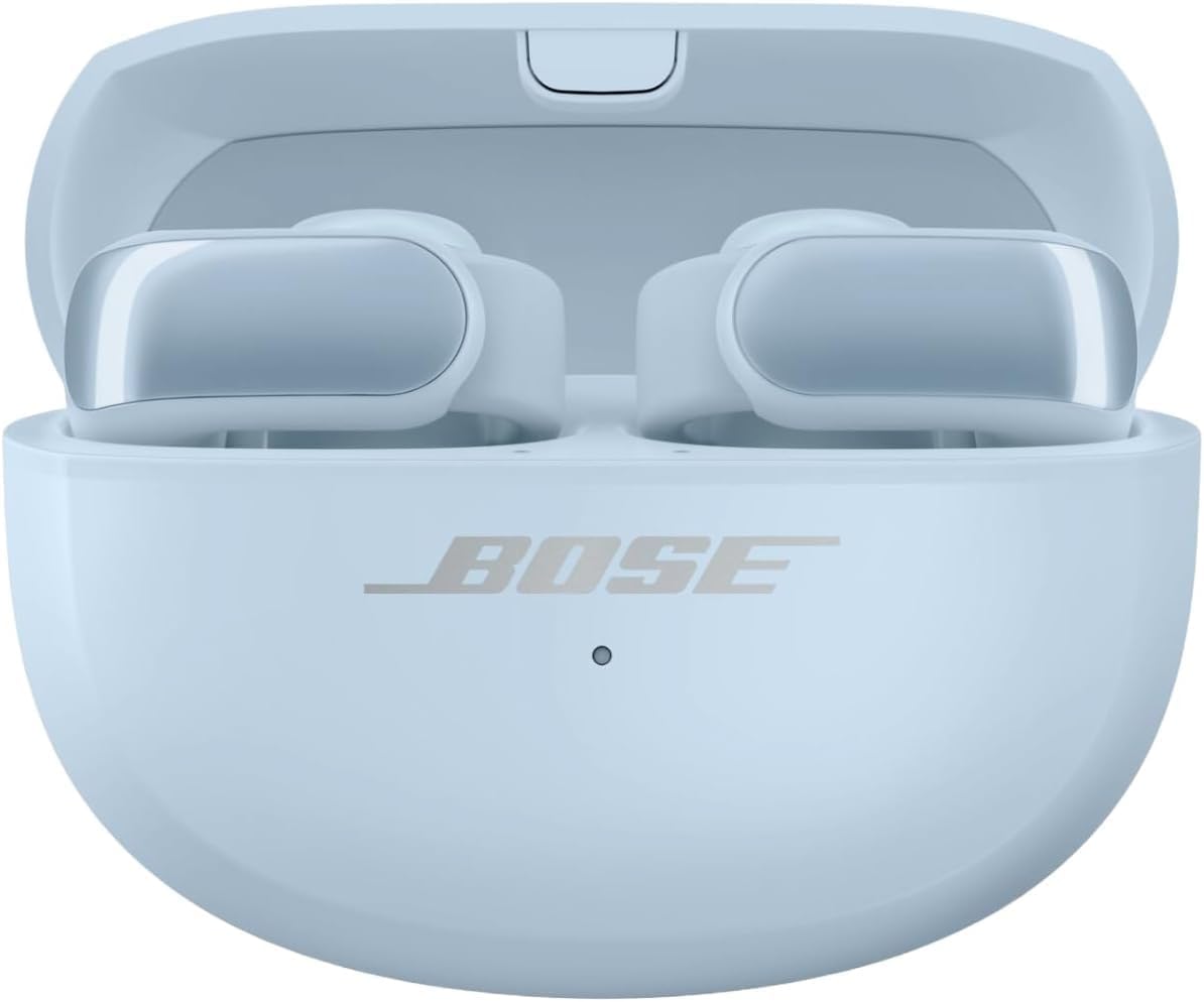 Bose Ultra Open Earbuds - Bluetooth Open Ear Earbuds with OpenAudio for Awareness, Clip-On Design for Comfort, Water Resistant, Up to 48 Hrs of Playtime, Moonstone Blue - Limited Edition Color