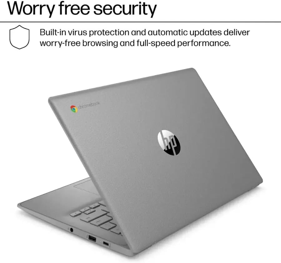 HP Chromebook 14'' HD Laptop, Student and Business Laptop, Intel Celeron N4500, 4GB RAM, 64GB eMMC, Long Battery Life, Fast Charge, Chrome OS, Gray, 14a-ne1013dx