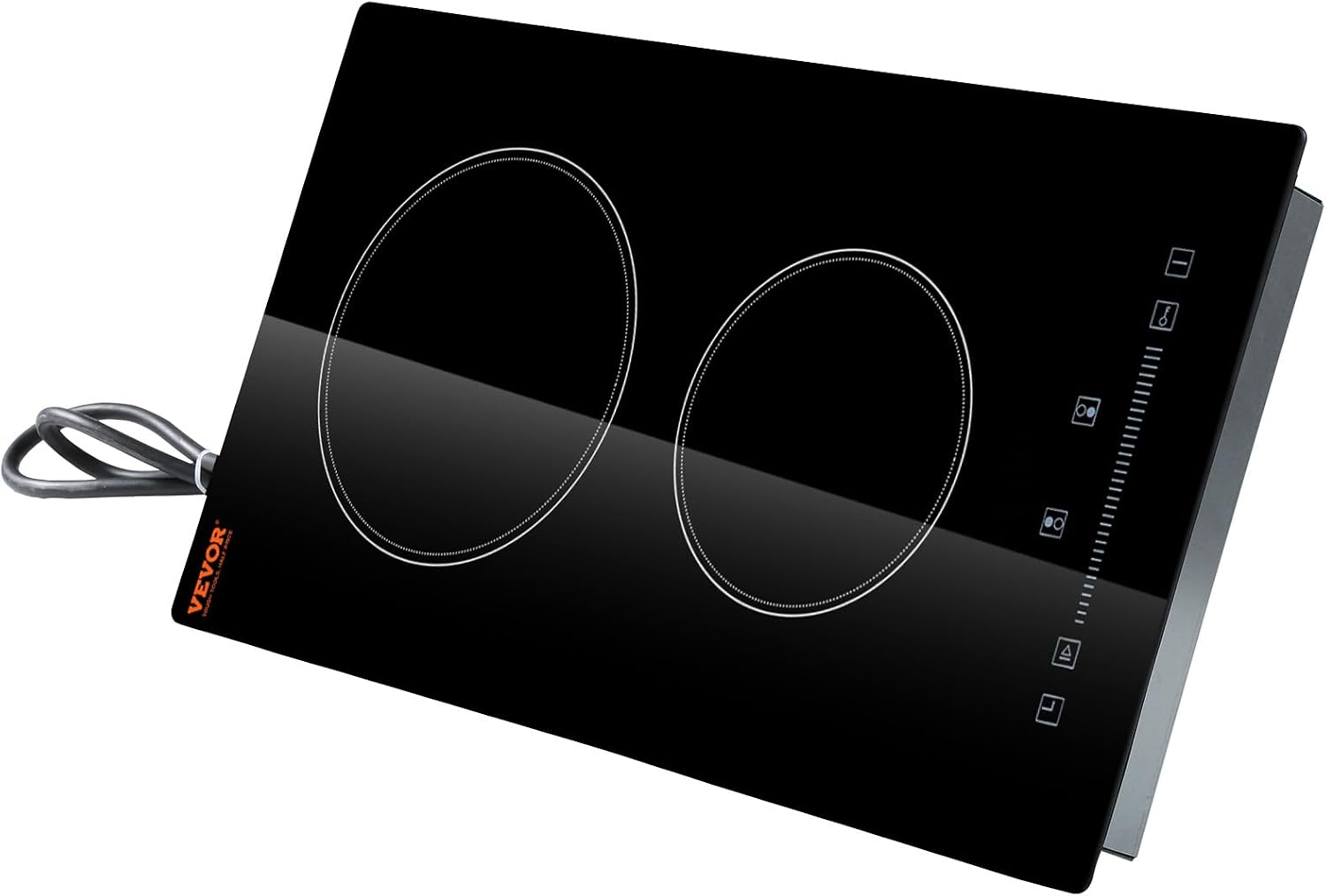 VEVOR Built in Electric Stove Top, 12 inch 2 Burners Ceramic Cooktop, Glass Radiant Cooktop with Sensor Touch Control, Timer & Child Lock Included, 9 Power Levels for Simmer Steam Slow Cook Fry,110V