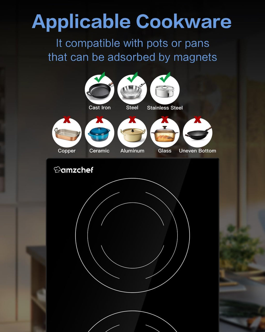AMZCHEF Electric Induction Cooktop 2 Burners & AMZCHEF Portable Induction Cooktop