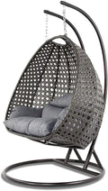 Island Gale® Luxury 2 Person Wicker Swing Chair ((2 Person) X-Large, Charcoal Rattan/Charcoal Cushion)