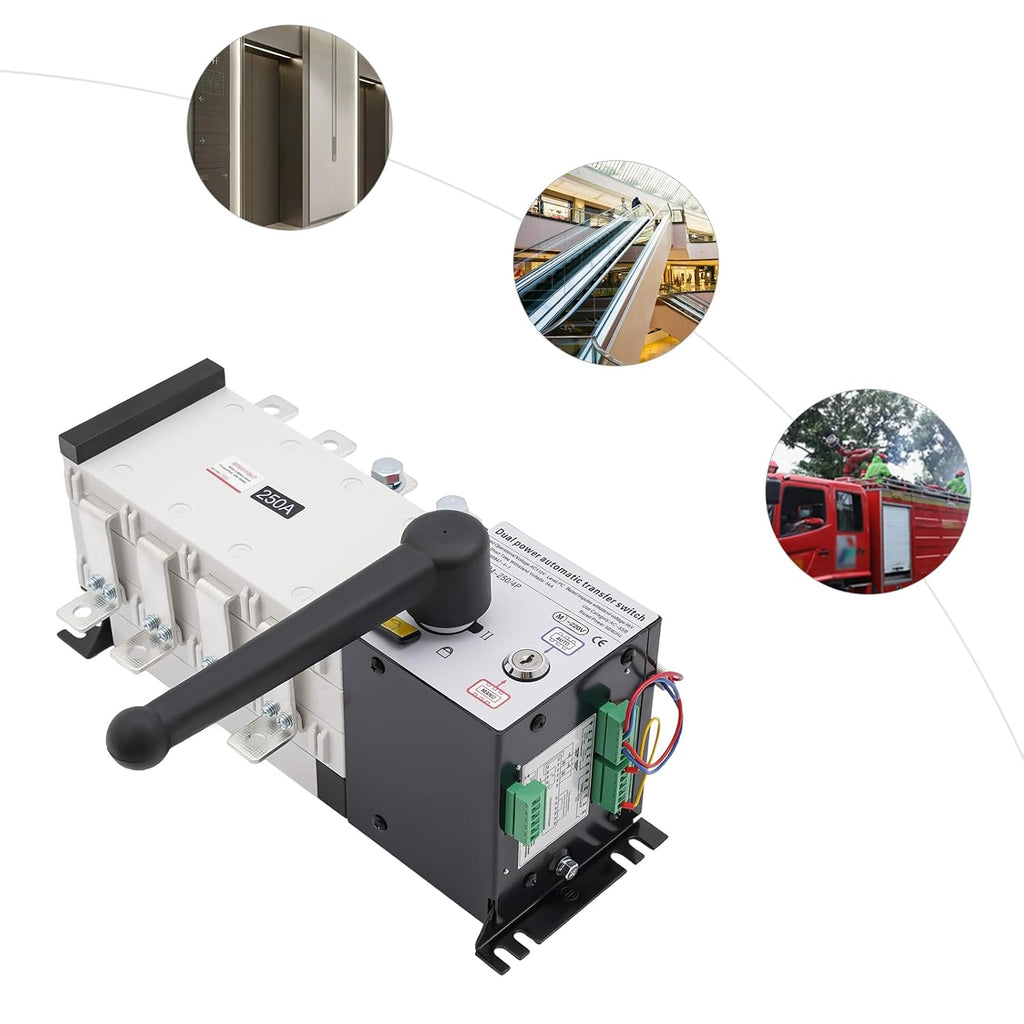 Automatic Transfer Switch 250A 4-Poles AC 110V 220V Grid to Generator Industrial,Power Automatic Generator Transfer Switch Dual Power Generator Changeover Switch