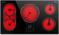 36 Inch Electric Cooktop, 5 Burner Stove Top 9600W, Built in Electric Cooktop 36', Magnetic Knob, Three-ring Burner & BBQ, Timer, Safety Lock, Pause, 220V-240V Hard Wire (No Plug)