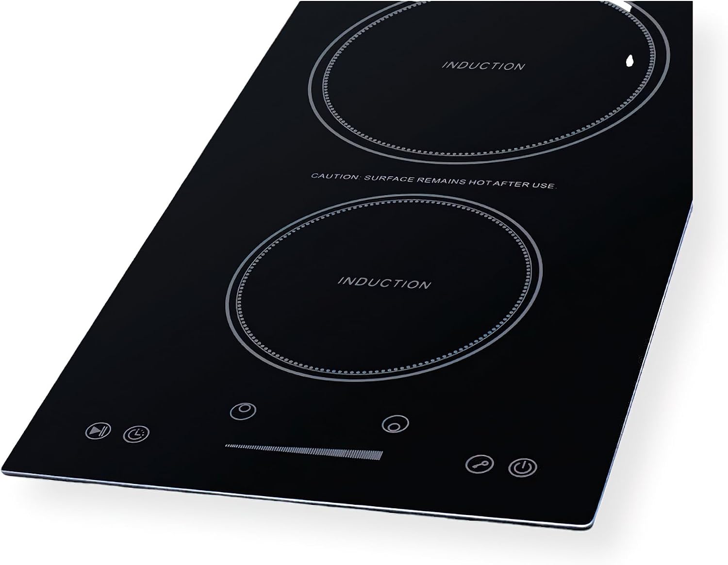 Summit 13' Induction Cooktop, 2 Cooking Zones, 115V Electric Cooktop, ADA Compliant Design, Black with Stainless Steel Trim Kit- SINC2B115TK13