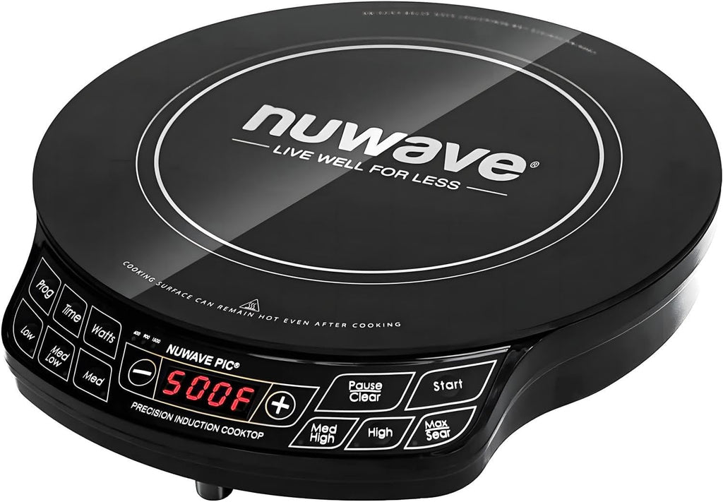 Nuwave Cast Iron Grill With Enameled Non-Stick Coating, Designed For The Precision Induction Cooktop Black 16.3' x 10.4' x 0.7' & Flex Precision Induction Cooktop, Portable, Large 6.5' Heating