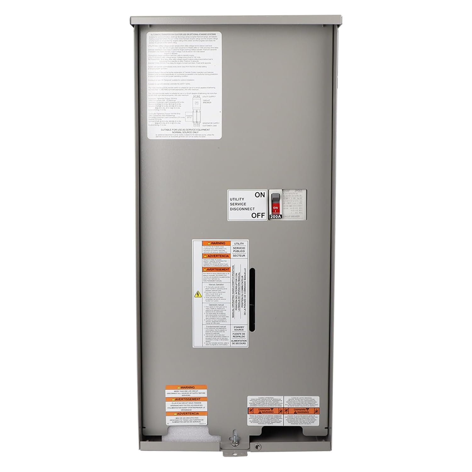 200 Amp Automatic Transfer Switch w/Power Management 120/240V Replacement for Generac RXSW200A3 for Indoor and Outdoor Use,Single Phase Transfer Switch NEMA 3R Aluminum Enclosure