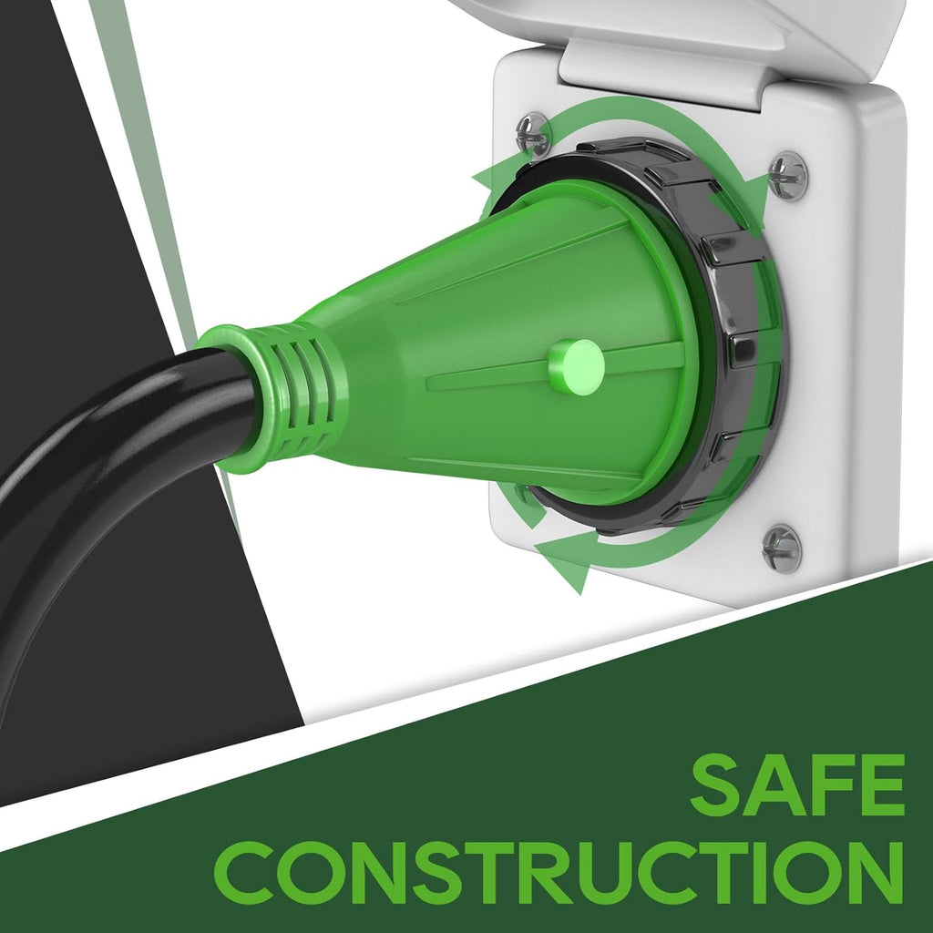 RVGUARD 50 Amp 50 Foot RV Power Cord with Reverse Polarity Indicator, 14-50P to SS2-50R Generator Extension Cord, Heavy Duty STW Cord with LED Power Indicator and Cord Organizer, Green, ETL Listed