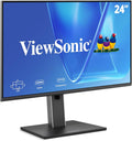 ViewSonic VG2451 24 Inch 1080p Monitor, IPS Display with 100Hz for Smooth Home and Office Productivity, Full Ergonomic Adjustability, 4-Port USB Hub, HDMI, DisplayPort, and USB-C Inputs