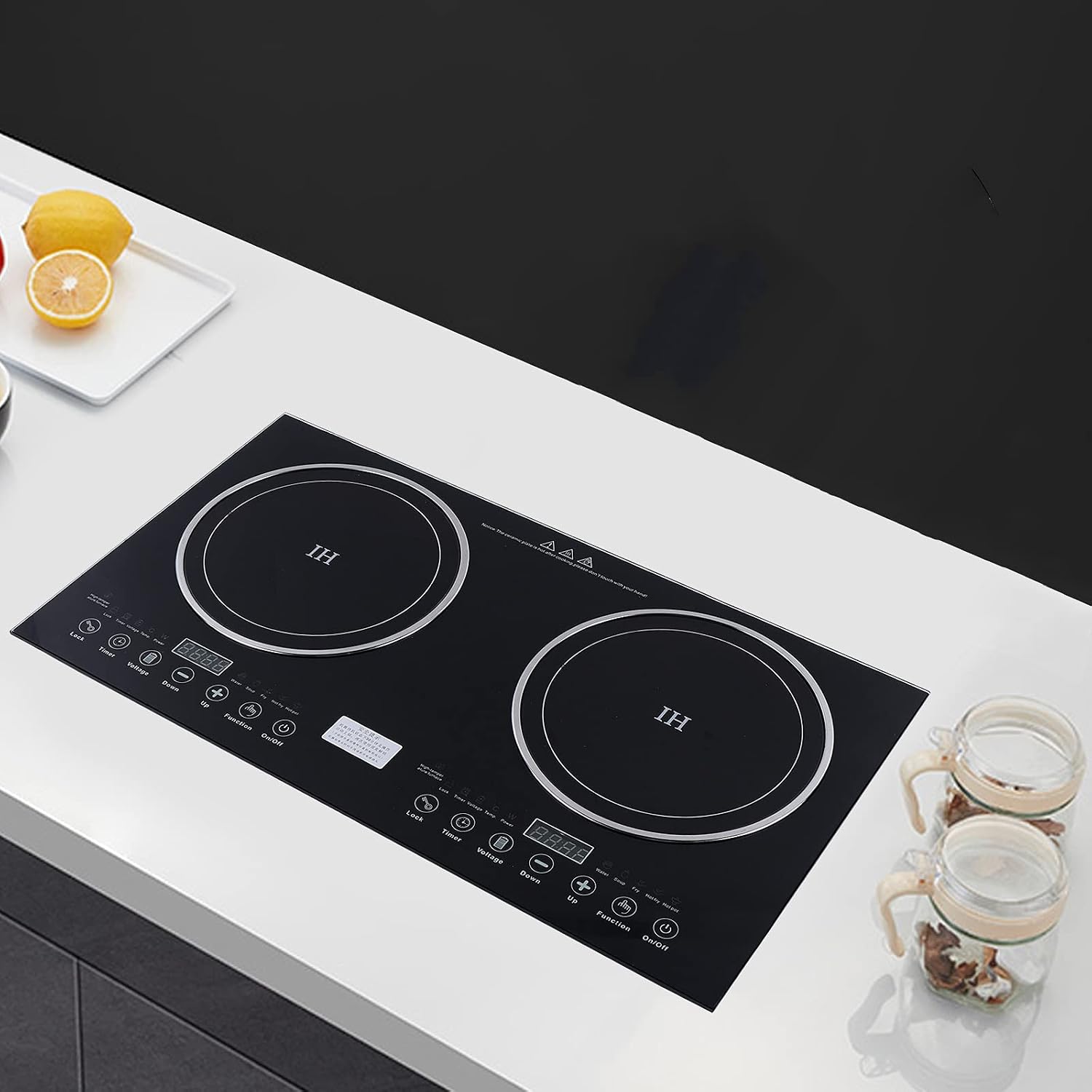 Countertop Burners 2600W Electric Dual Cooktop Cooker Hot Plate Heater Cooking Burner Stove, 8 Gear Firepower, Can Be Recessed In Countertop (1200W Induction Cooker + 1400W Ceramic Cooker)