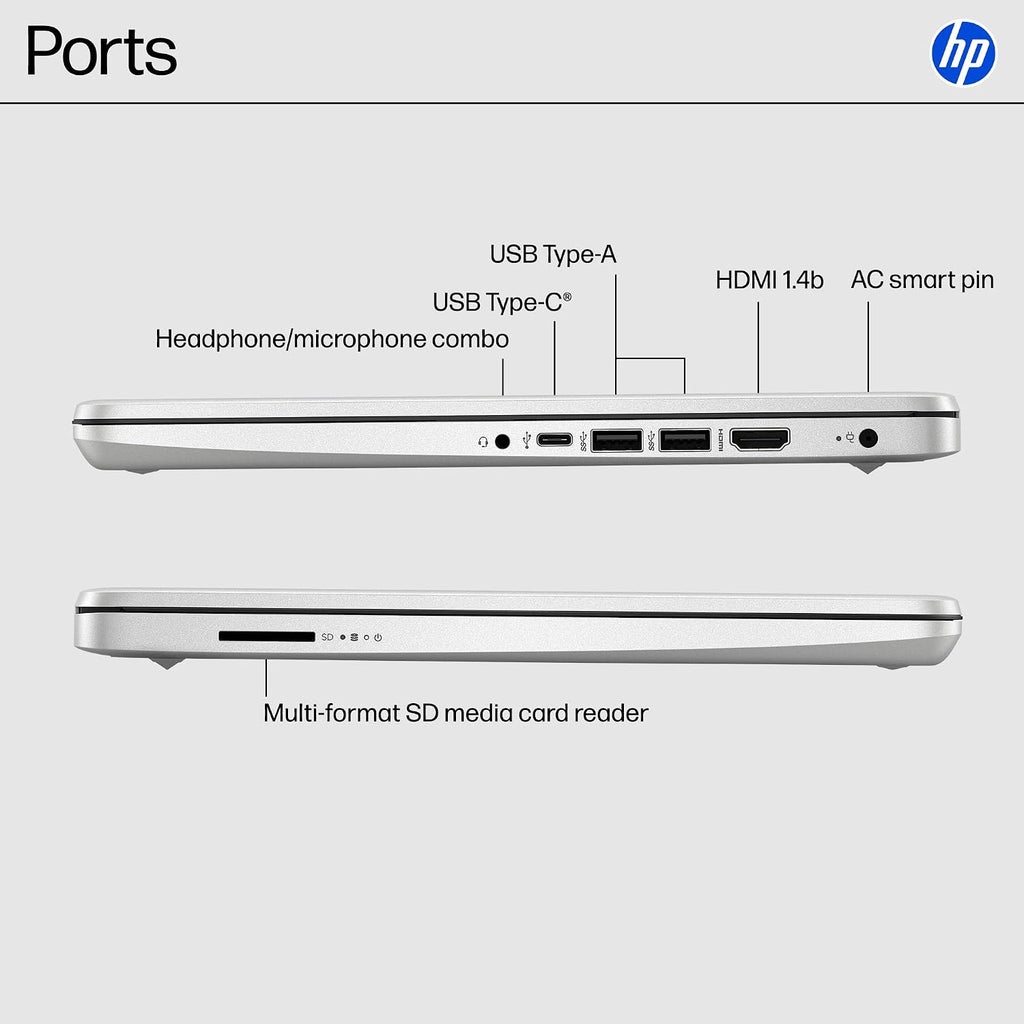 HP 14 inch Laptop, HD Touchscreen Display, Intel Celeron N4500, 4 GB RAM, 64 GB eMMC, Intel UHD Graphics, Windows 11 Home in S Mode, Natural Silver, 14-dq3550nr