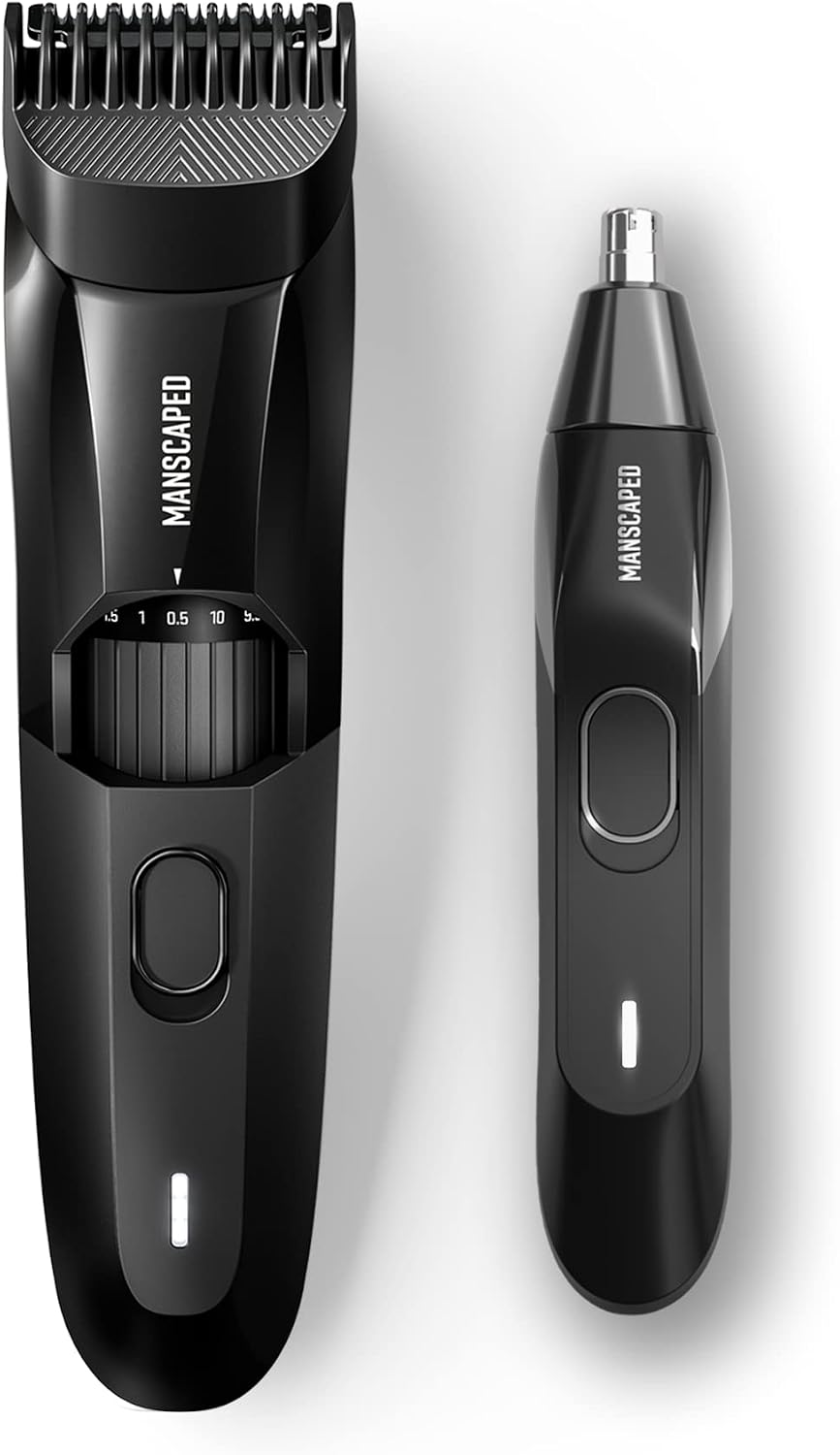 MANSCAPED® The Face Grooming Duo Contains: The Beard Hedger® Premium Precision Beard Trimmer and Weed Whacker® 2.0 Nose and Ear Hair Trimmer