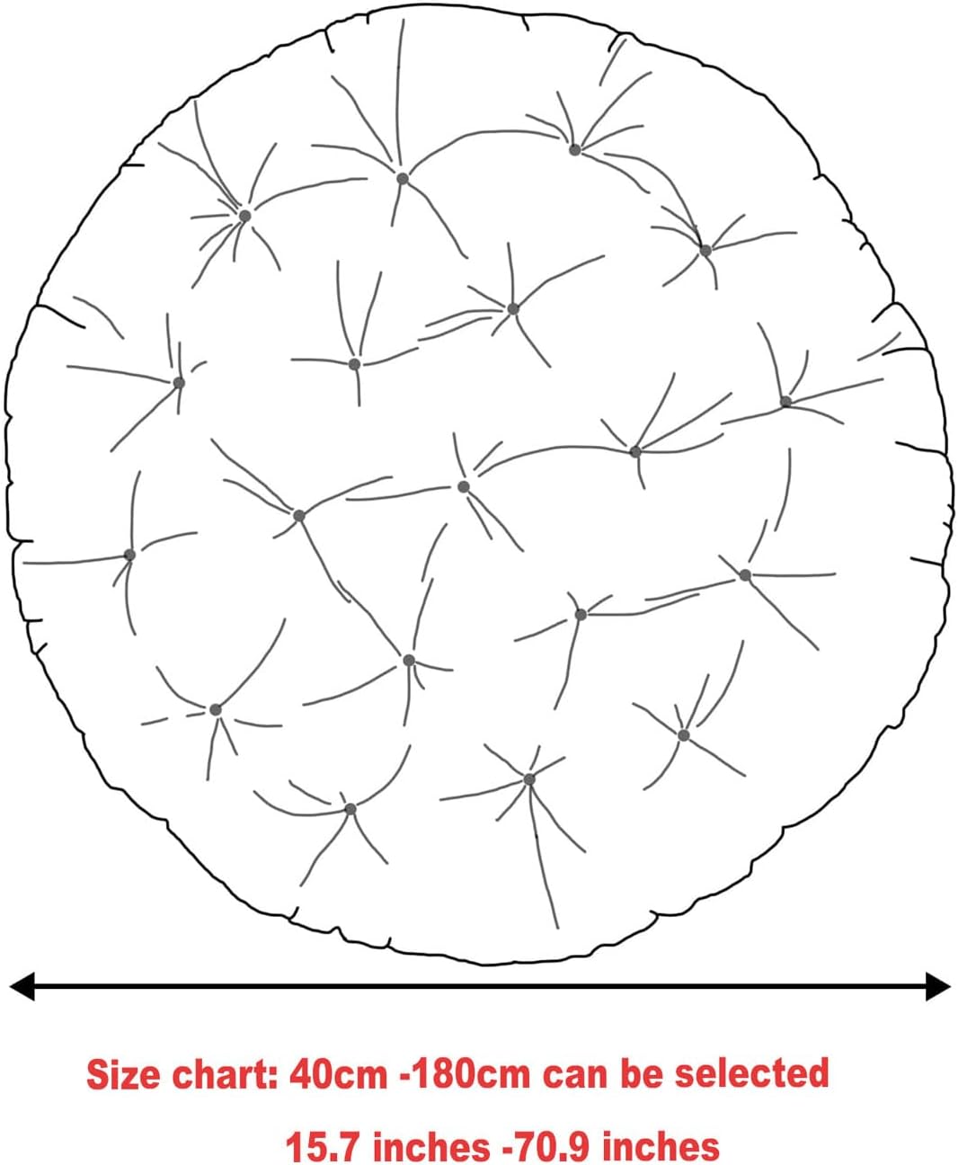 Hanging Basket Cushion，Papasan Cushion Cover, Tufted Outdoor Durable Waterproof Hanging Chair Cushions,Round Leisure Papasan Seat(Size:140 * 140cm(55.1x55.1inch),Color:Purplish red)
