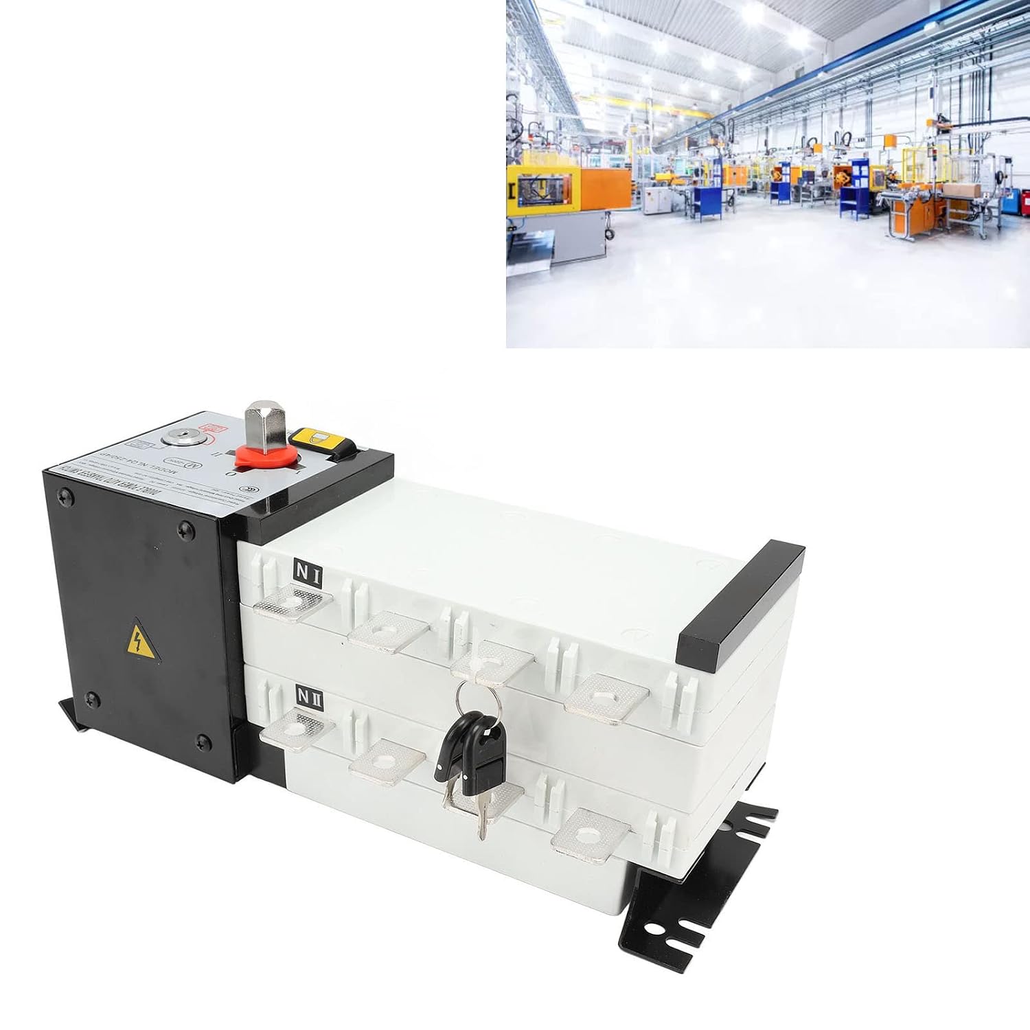 Generator Transfer Switch, AC400V Power Automatic Transfer Switch Isolated Short Circuit PC Power Transfer Switch for Office (200A)
