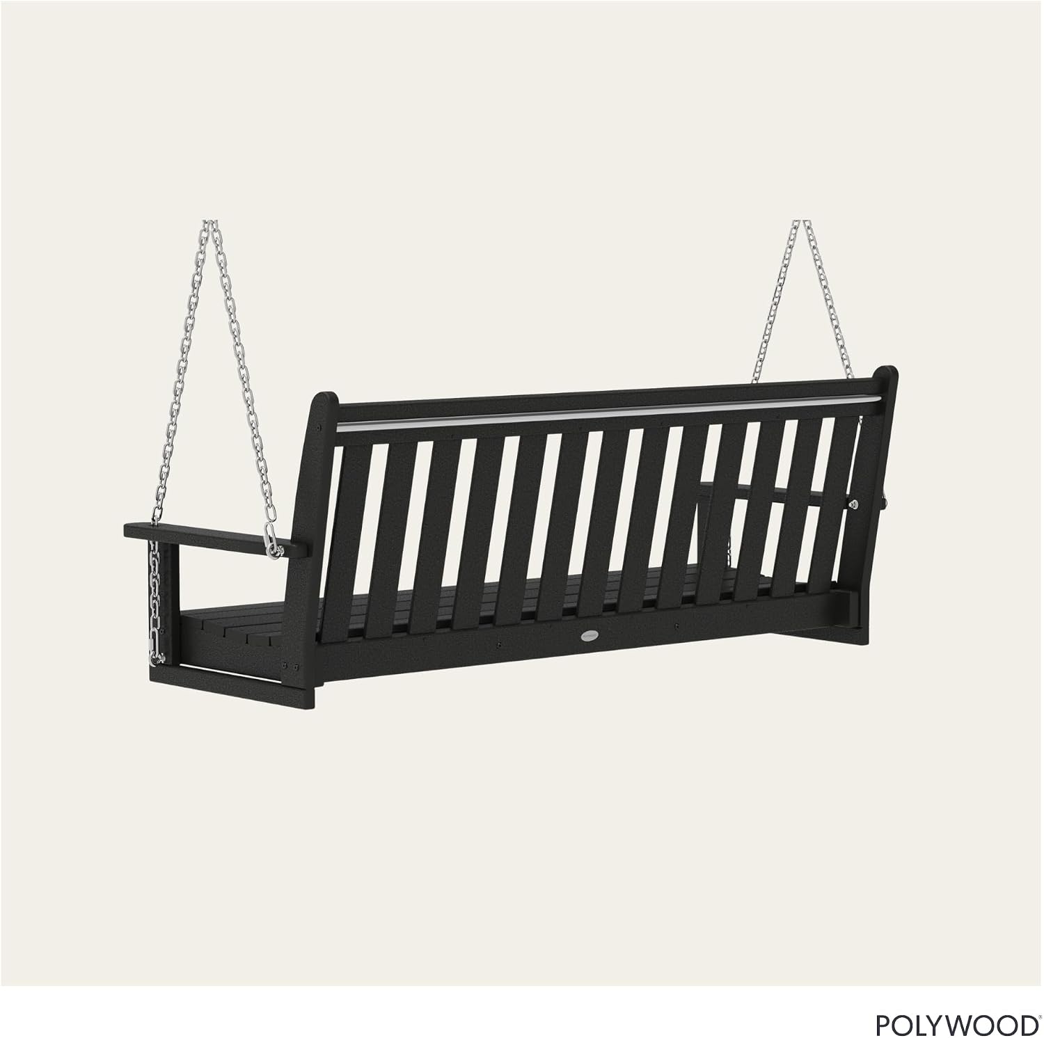POLYWOOD GNS60BL Vineyard 60' Outdoor Swing, Black