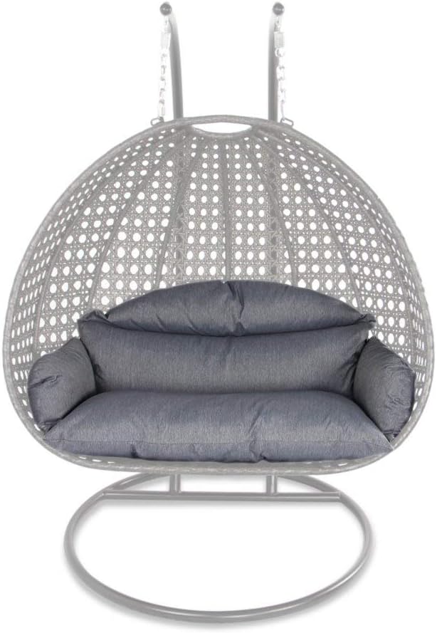 Fully Stuffed Swing Chair Cushion for Luxury 2 Person Swing Chair, Hanging Chair Cushion Replacement with Back for Outdoor Patio Porch Backyard Hammock (Charcoal Color)