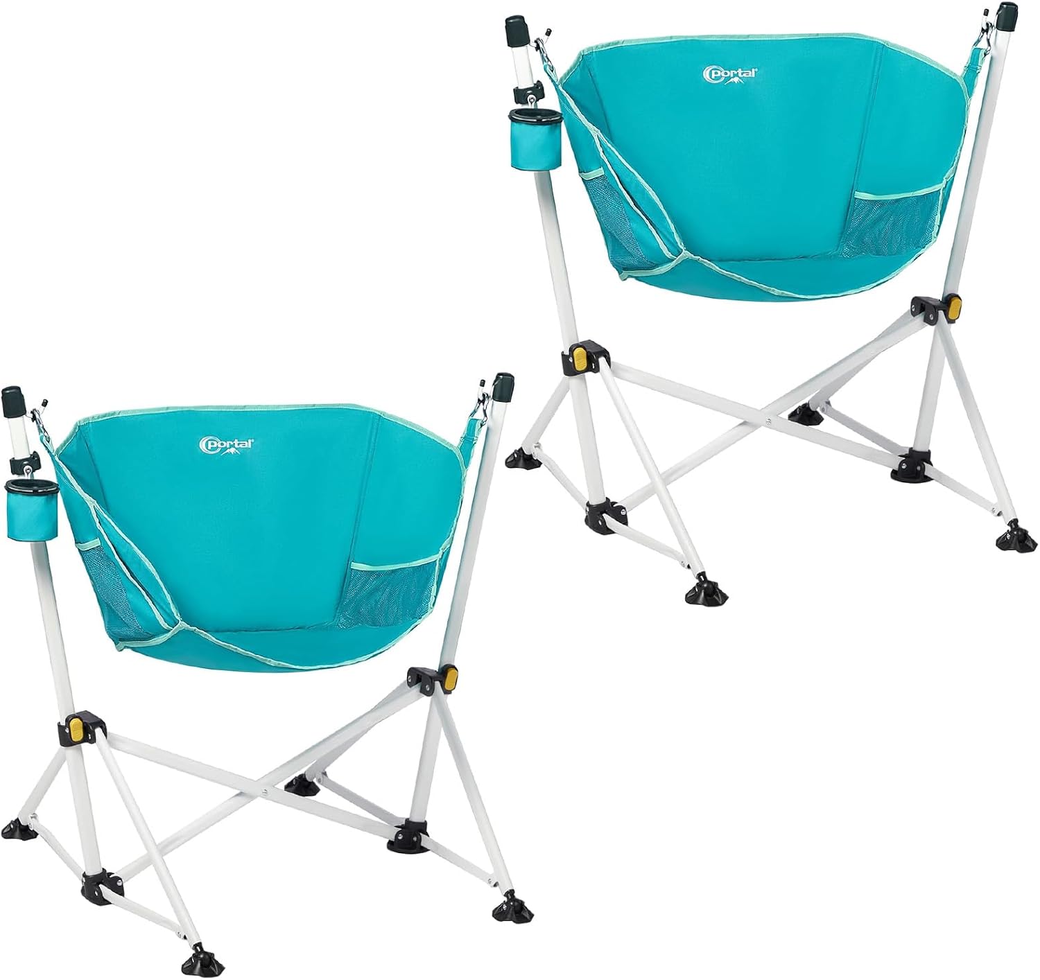 Portal Hammock Camping Chair Folding Rocking Chair Portable Swinging Chair with Cup Holder for Outdoor Lawn Backyard Patio Car Camp Sports Concerts,Support 350 lbs Blue, 2 Pack