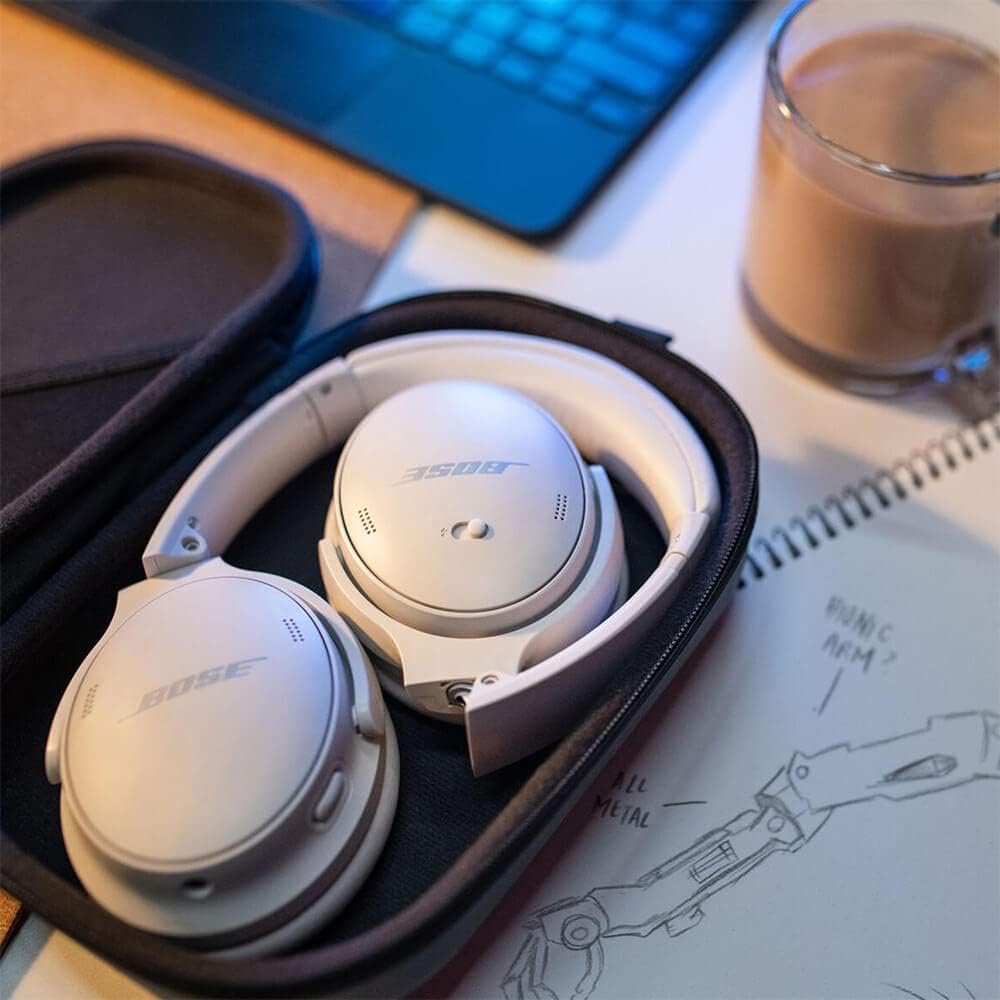 Bose QuietComfort 45 Wireless Bluetooth Noise Cancelling Headphones, Over-Ear Headphones with Microphone, Personalized Noise Cancellation and Sound, White Smoke