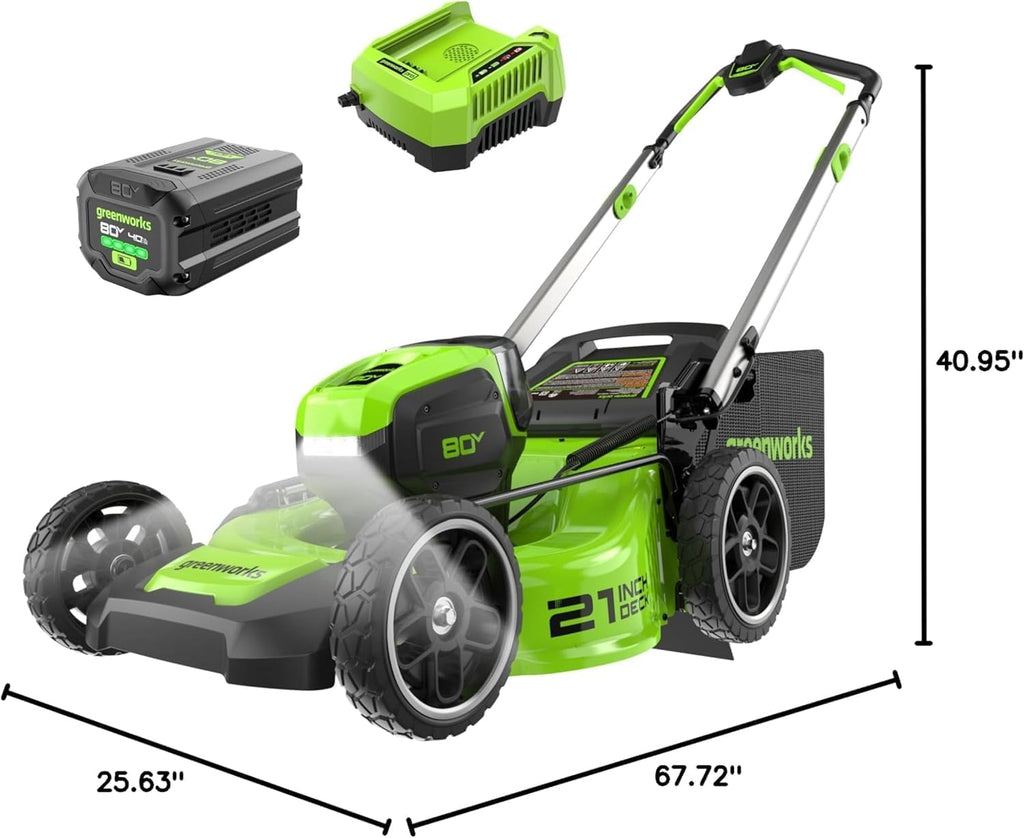Greenworks 80V 21' Cordless Battery Push Lawn Mower w/ 4.0Ah Battery & Charger String Trimmer Tool only Kit
