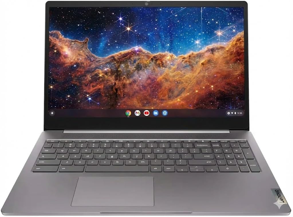Lenovo 15.6' FHD Chromebook-Intel Quad-Core N4120(> N4020) 4GB RAM,128GB Storage,(64GB eMMC+64GB SD Card),Home & Student Laptop,with Privacy Camera,Wi-Fi6,HDMI1.4,Chrome OS,Artic Grey