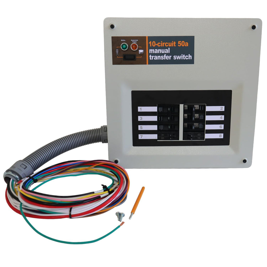 50 Amp Manual Transfer Switch Kit Indoor Pre-Wired – Compatible with Portable Generators Such as XG10000E, XP10000E, GP15000E, and GP17500E, for Generac 9854