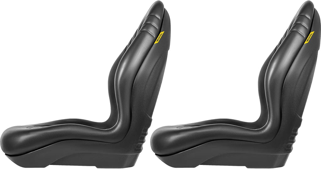 VEVOR Universal Tractor Seat Replacement 2 Pcs Compact High Back Mower Seat, Black Vinyl Forklift Seat, Central Drain Hole Skid Steer Seat with Mounting Bolt Patterns of 8' x 11.5' & 11.25' x 11.5'