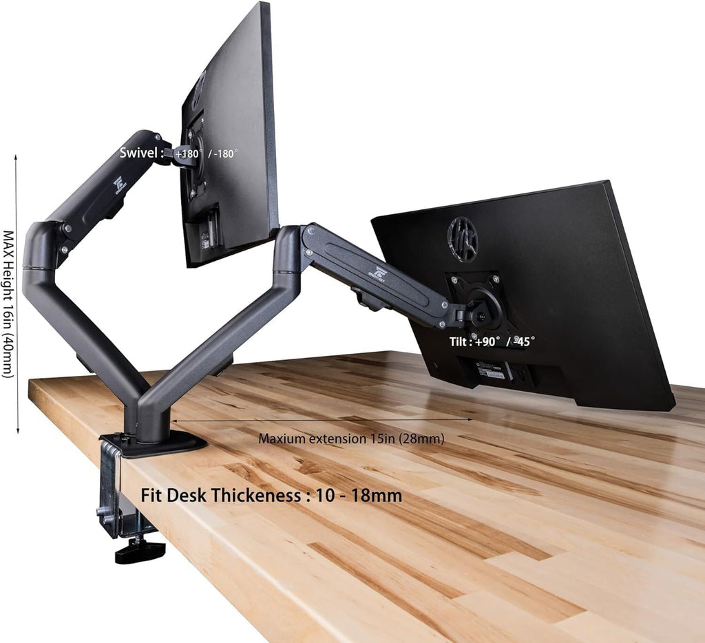 acer 27' FHD IPS Monitor w/ 4ms Response Time, Anti Glare, VESA Mount (100mm), HDMI, VGA & Black Color 2 Pack with Dockztorm Hub & ErgoFlexy Dual Monitor Mount