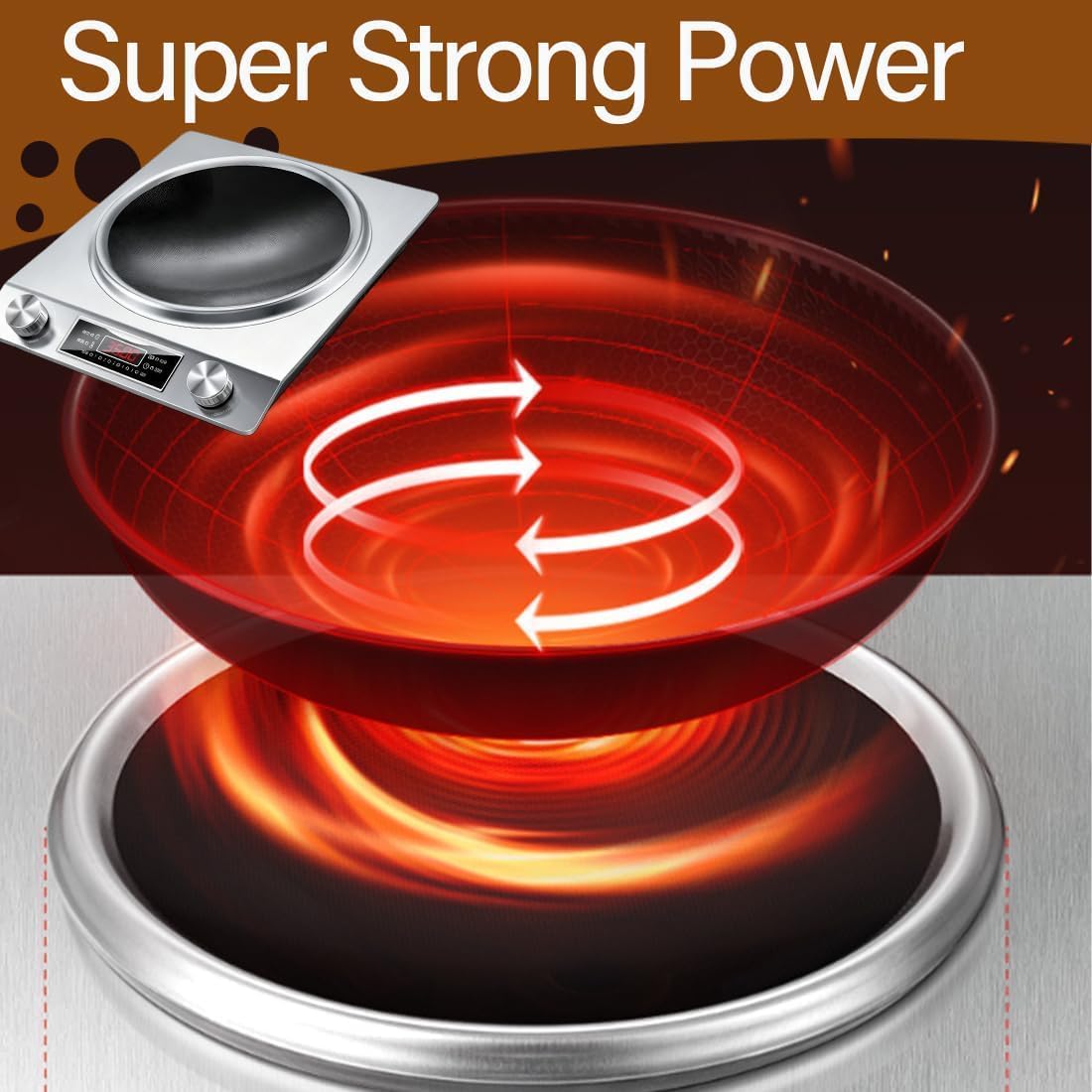 3500-Watt Induction Cooktop with Concave Design, with 10 Temperature Levels, Portable Multifunctional Concave Induction Stove Electric Heater, with LCD Display & Knob Control (GOLD)