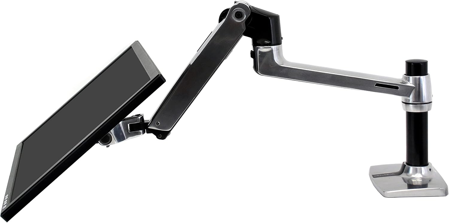 Ergotron – LX Monitor Arm, Single Monitor Desk Mount – fits Flat Curved Ultrawide Computer Monitors up to 34 Inches, 7 to 25 lbs, VESA 75x75mm or 100x100mm – Polished Aluminum