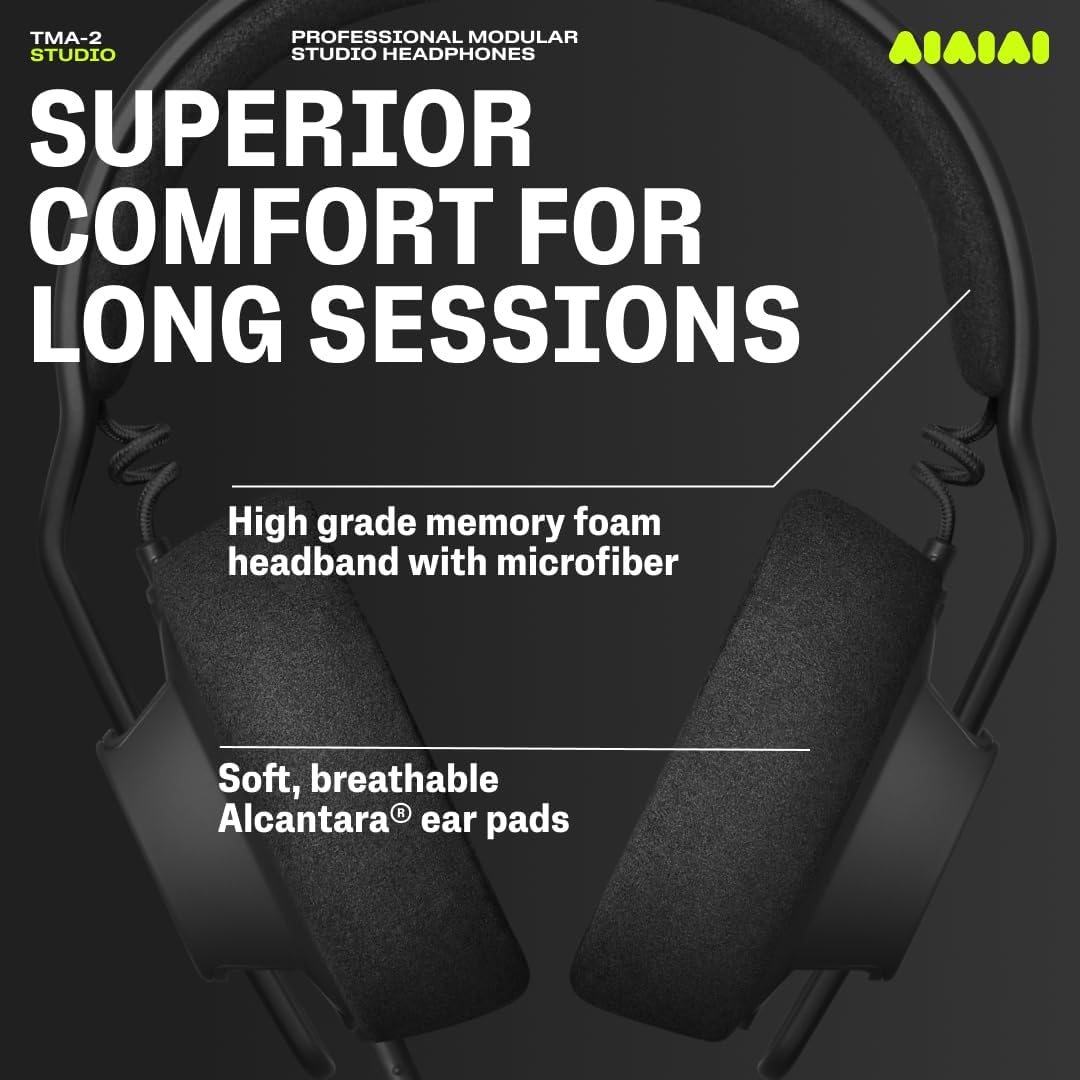 AIAIAI TMA-2 Studio Professional Modular Headphones – Highly Detailed Studio Sound – Ultra-Soft Over-Ear Alcantara® – Customizable & Replaceable Parts