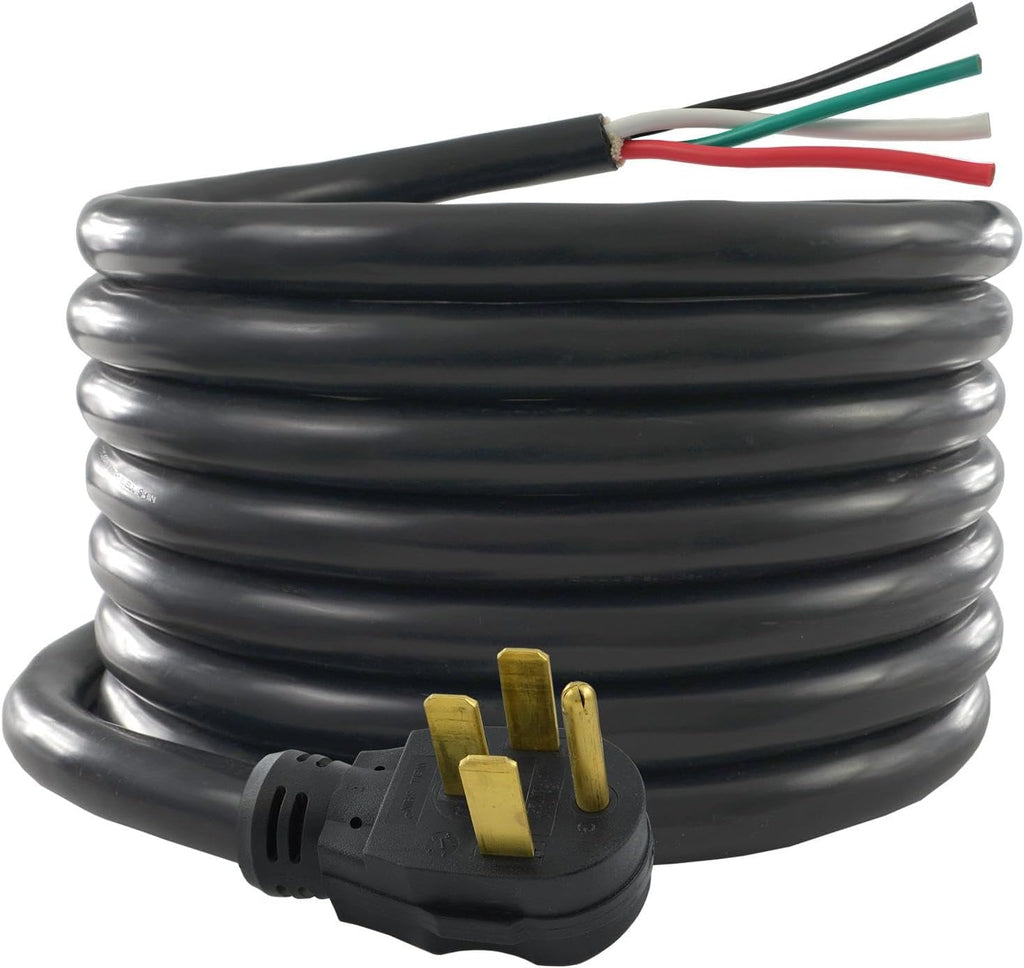 Conntek 14302 RV/Generator Power Cord 30-Foot 50 Amp Male Plug to Bare Wire, Black