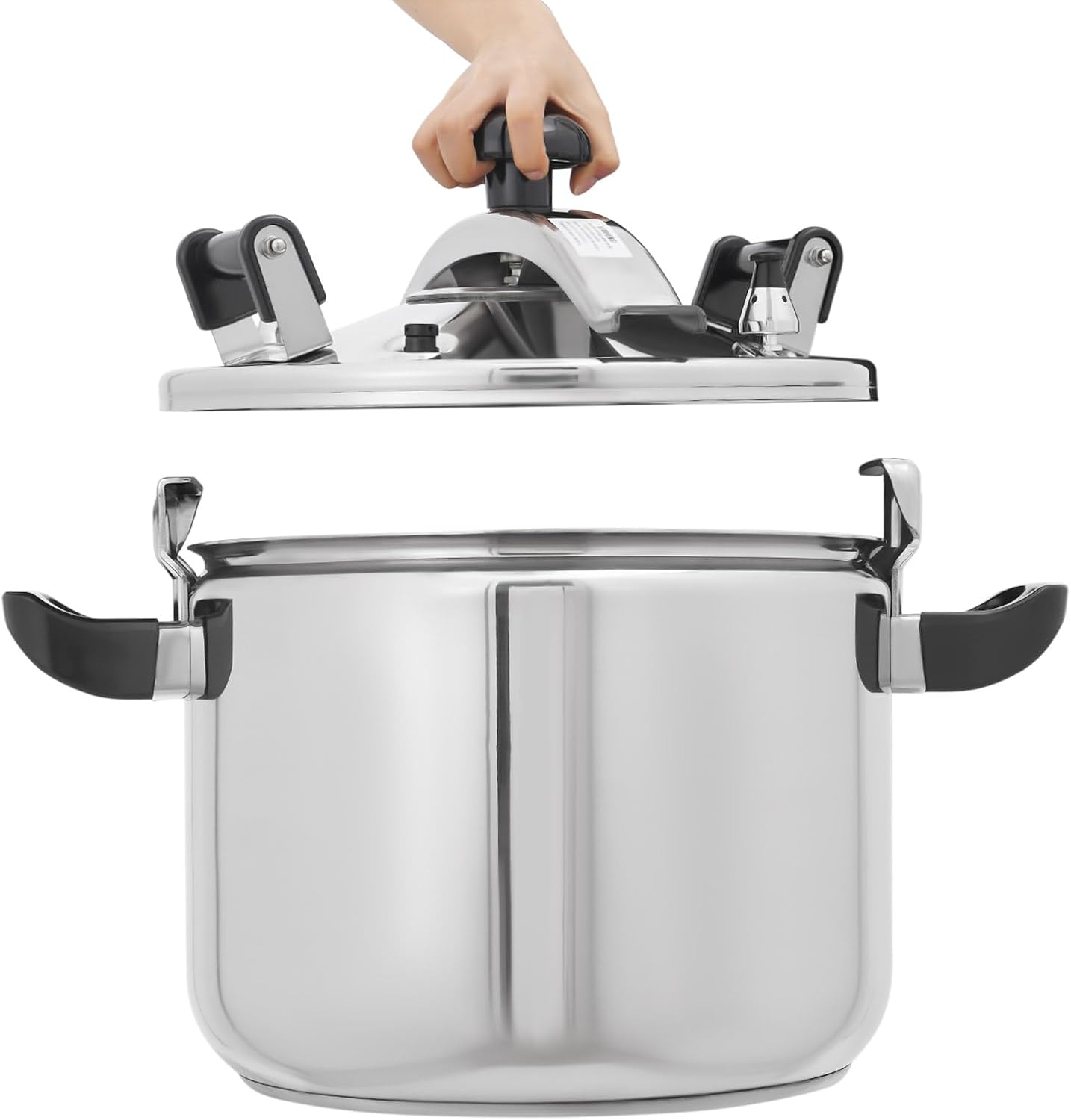 42.3QT Stainless Steel Pressure Cooker, 60Kpa High-Pressure Cooking Pot, Large Steamer Cooking Pressure Canner with Safety Valves for Family or Commercial Use on Gas Stovetop & Induction Cooktop