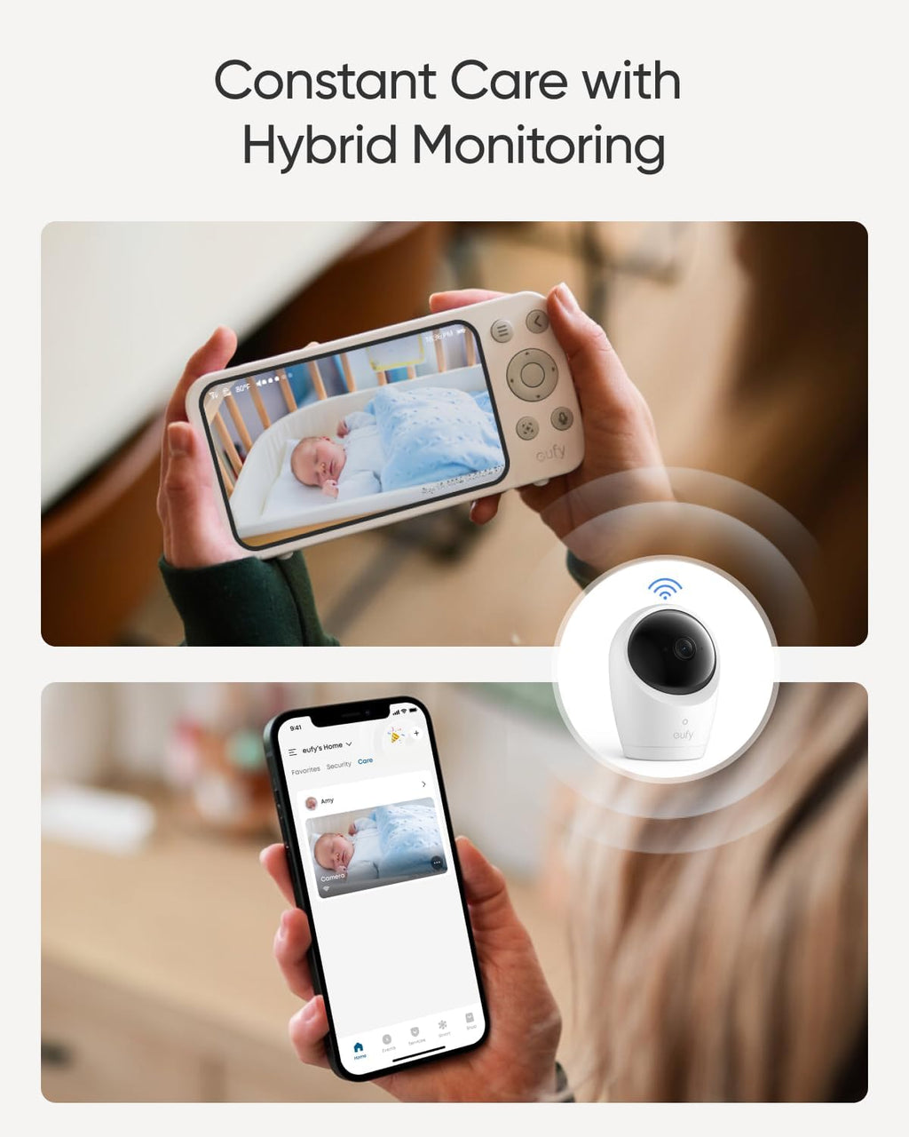 eufy Security Baby Monitor E20 with 2K HD Camera, 5'' 720p Display, Hybrid Wi-Fi & No Wi-Fi Connection, Pan-Tilt, 4X Zoom, Portable Camera with Built-in Battery, 24/7 Recording in App, ANR