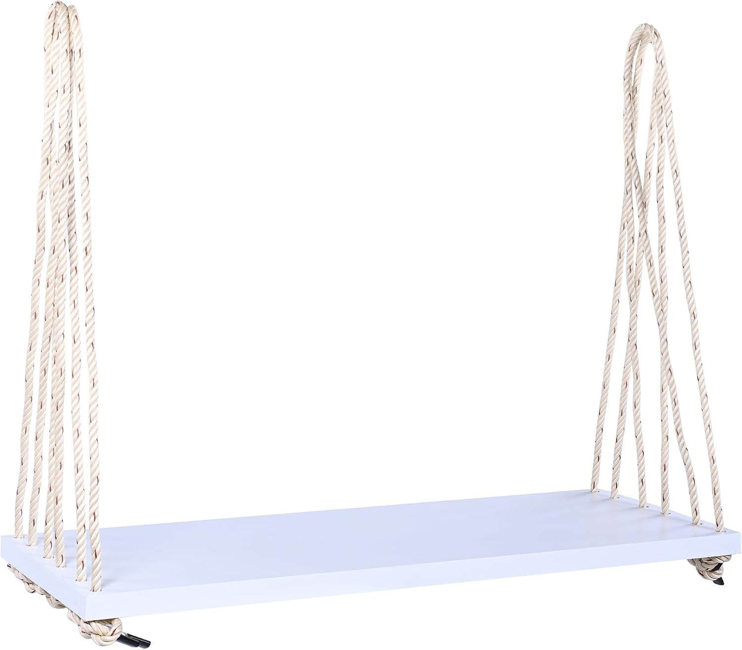 YOPTO Acacia Wood Porch Swing Bench with Cushion & Pillows, 63' Outdoor Hanging Bench for 2 Adults, Rustic Heavy Duty 10.8ft Ropes Swing Daybed for Patio Backyard Garden, White