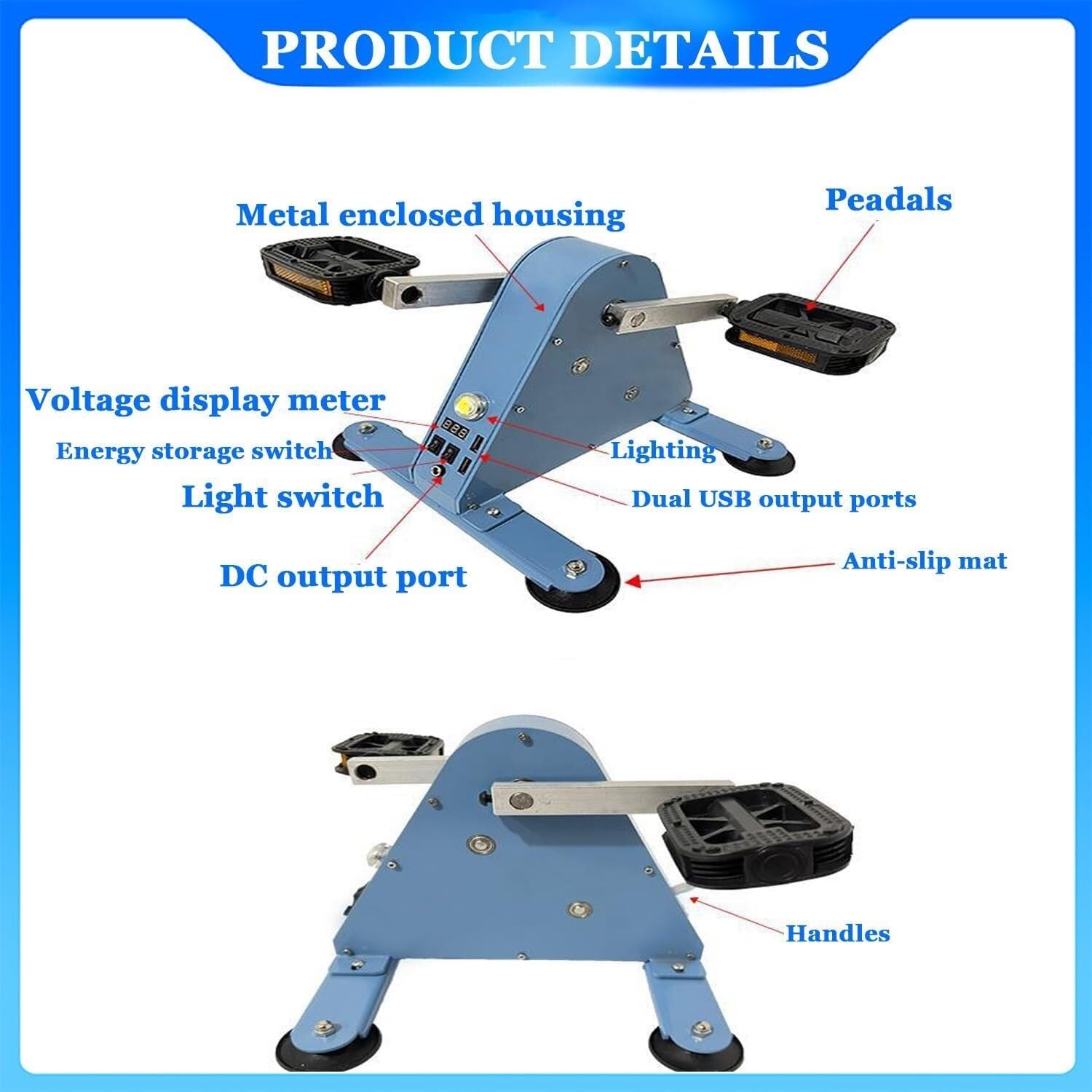 Fitness Power Generation Foot-Operated Generators 100w Portable Foot Pedal Generator,Emergency Portable Generator,Spinning Bike,Manual Emergency Pedal Power Generator,Emergency Power Supply