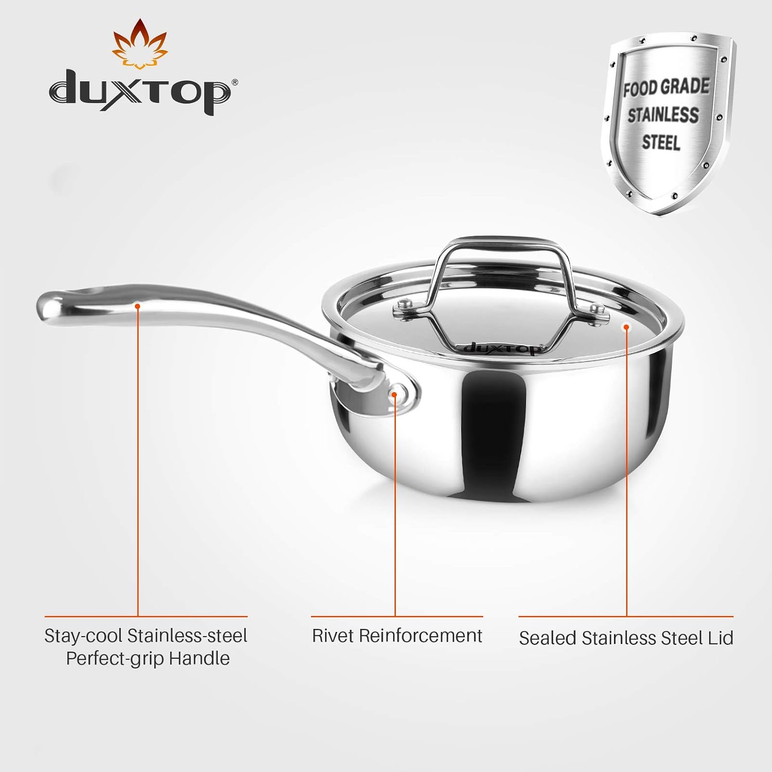 Duxtop Whole-Clad Tri-Ply Stainless Steel Induction Cookware Set, 10PC Kitchen Pots and Pans Set & Whole-Clad Tri-Ply Stainless Steel Stockpot with Lid, 8 Quart, Kitchen Induction Cookware