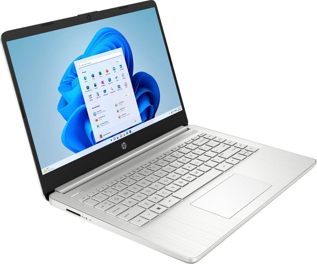 HP 14-dq0760dx 14 Inch HD Laptop Intel Celeron N4120 4GB DDR4 RAM 128GB eMMC Intel UHD Graphics Windows 11 Home in S Mode USB Type-C HDMI Ports, Natural Silver 9R334UA (Renewed)