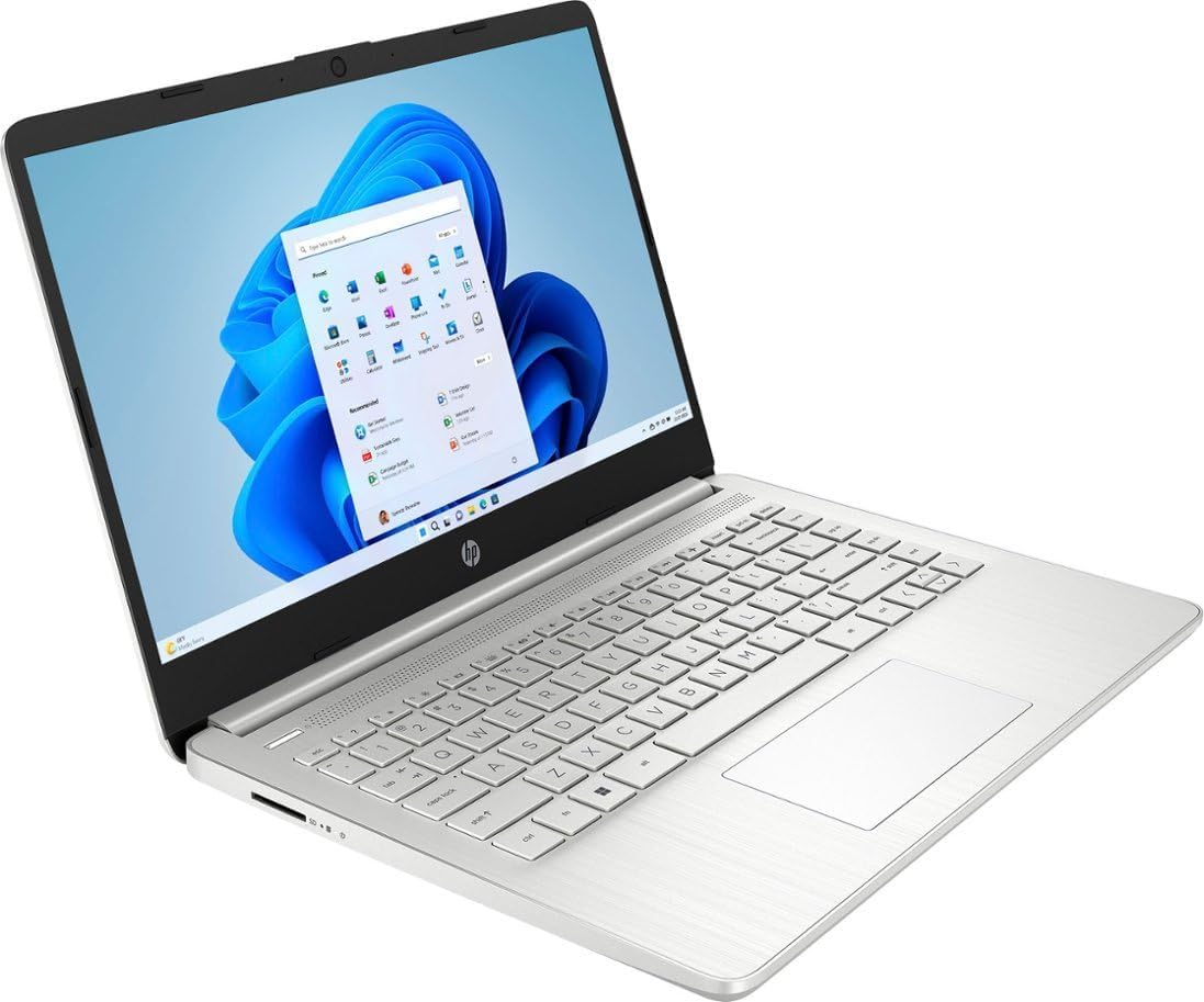 HP 14' HD (1366 x 768) Display Laptop, Intel Celeron N4120, 1.1GHz, 4GB Memory, 128GB eMMC, Windows 11 Home in S Mode, One Year Office 365 Included, Natural Silver, 14-dq0760dx