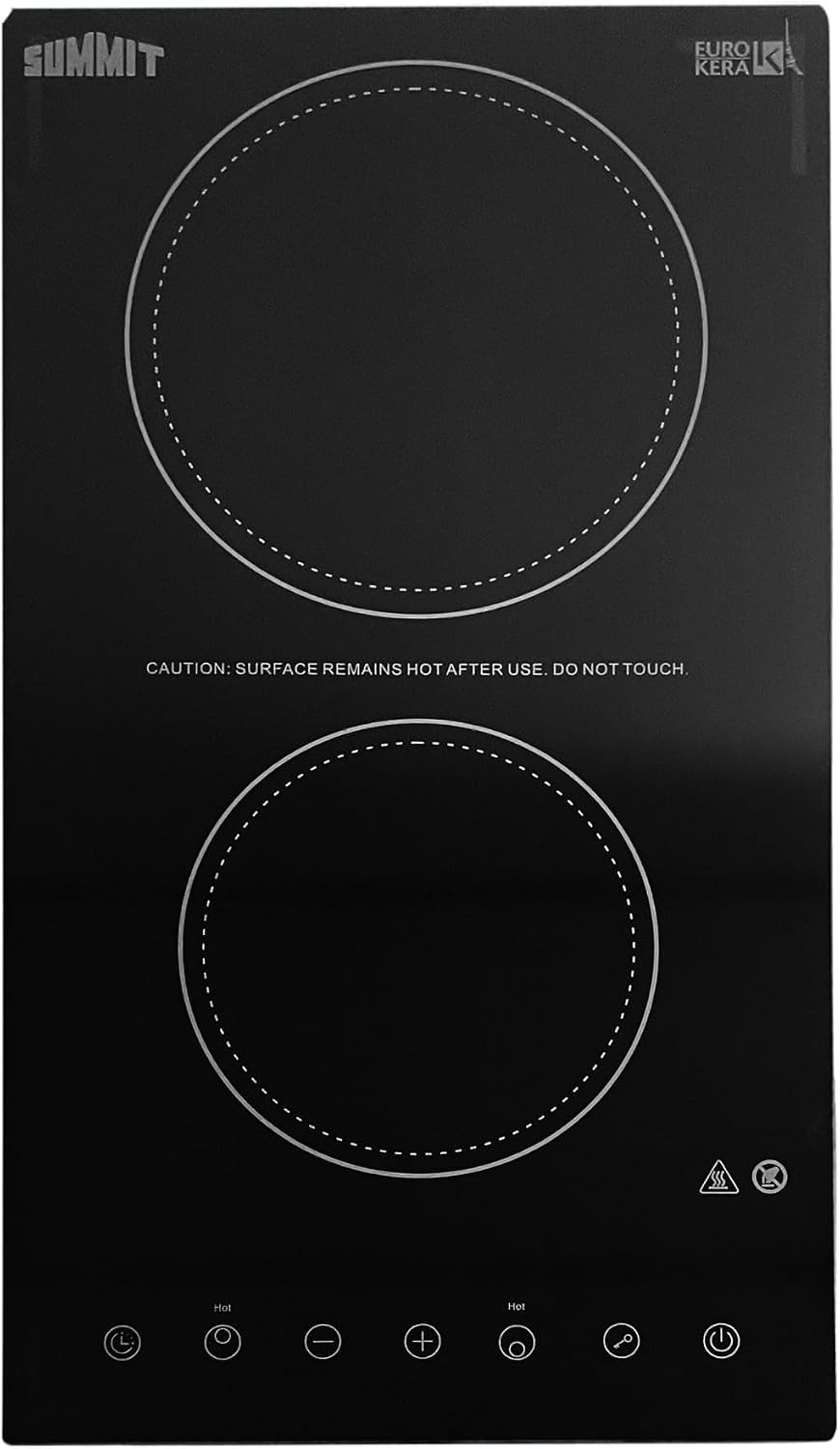 Summit 12' 2 Burner Electric Cooktop 230 Volt Radiant Cooktop, ADA Compliant, Black- CR2B23T3B