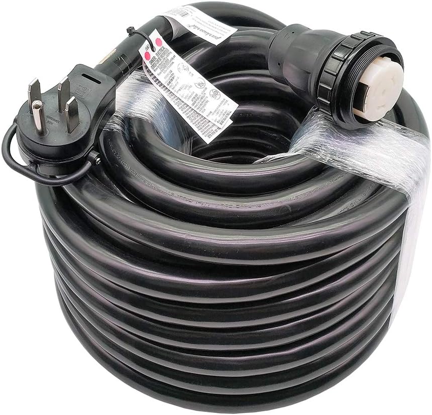 Parkworld RV 50A Shore Power Extension Cord Adapter, 50amp Camper Plug 14-50P to SS2-50R Marine Twist Lock Receptacle (100FT)