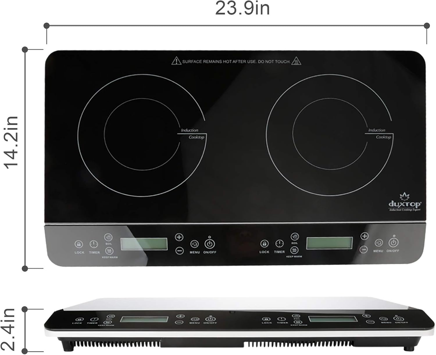 Duxtop LCD Portable Double Induction Cooktop 1800W Digital Electric Countertop Burner Sensor Touch Stove, 9620LS/BT-350DZ