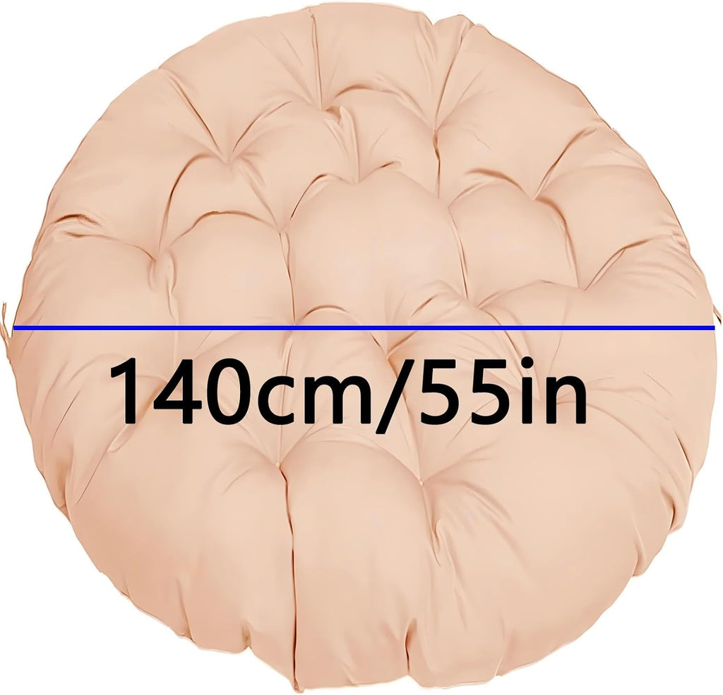 Round Papasan Chair Cushion 16-63inch (40-160cm) Thick Comfy Seat Pillow for Indoor/Outdoor Hanging Egg/Swing/Rocking Chairs & Wicker Furniture(Black,140x140cm)