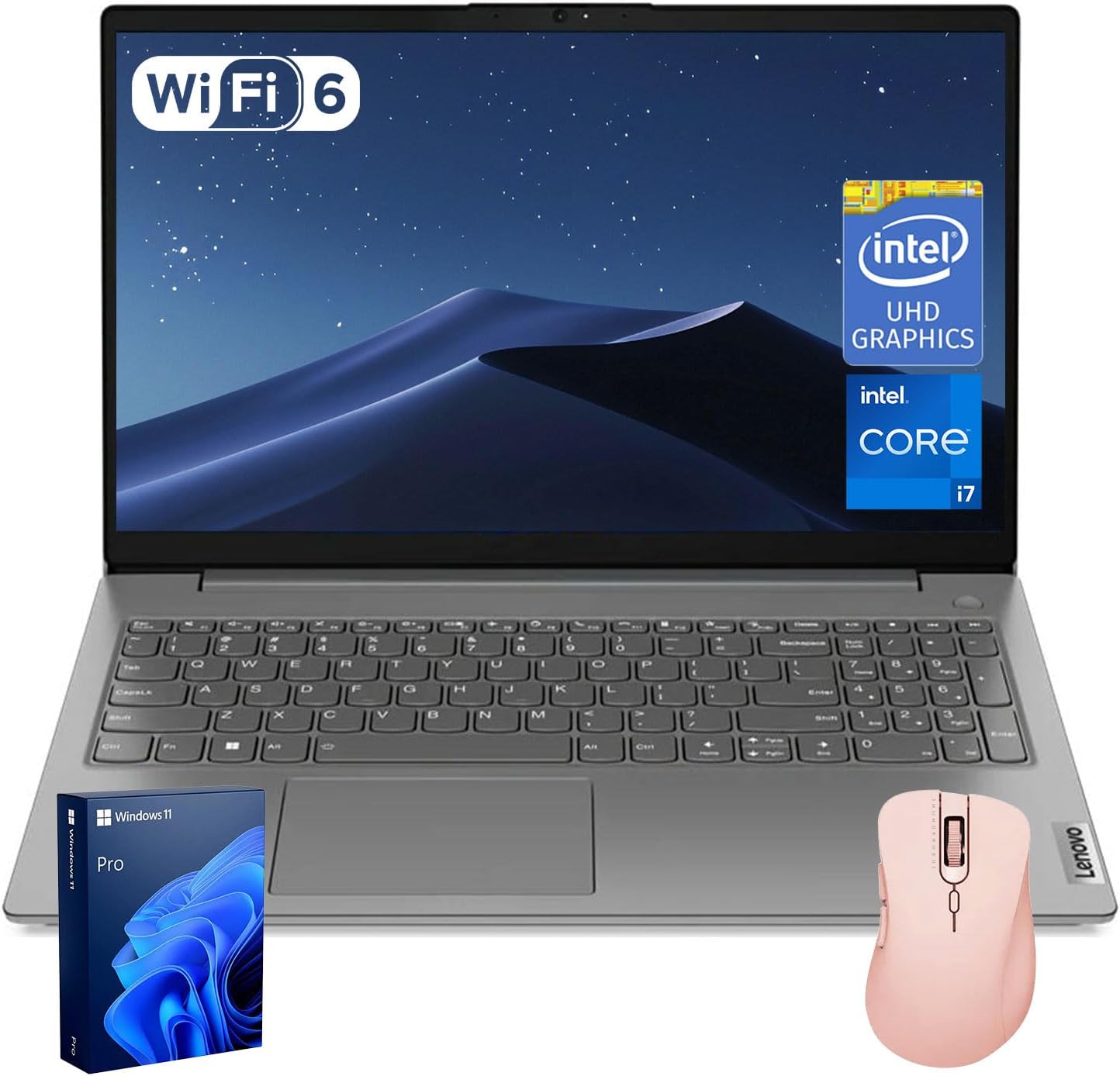 Lenovo V15 Business Laptop | 15.6' FHD Anti-Glare | Intel Core i7-13620H | 16GB RAM | 512GB SSD | HDMI | Numeric Keypad | Webcam | Wi-Fi 6 | Windows 11 Pro | Bundle with Thunderobot Wireless Mouse