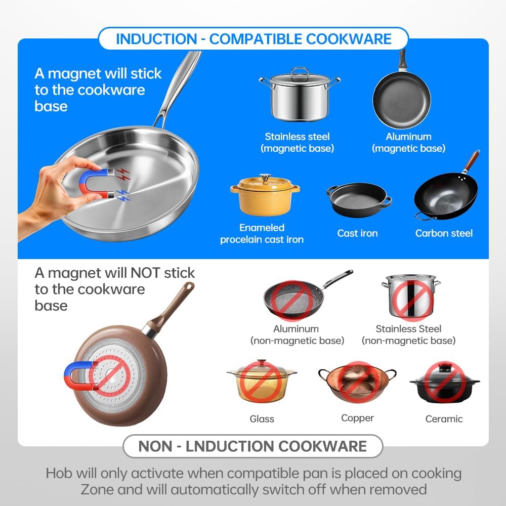 BOOROS Portable Induction Cooktop 1800W Induction Hot Plates for Countertop,8.66-Inch Dual Heating Coils,10 Temperature Levels 175-520°F (80-270°C),24-Hour Timer,Key Touch,Easy to Clean,Black,110V