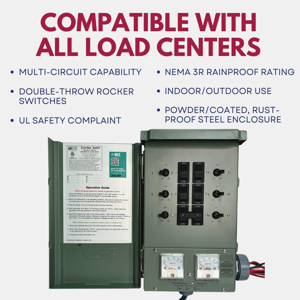 Connecticut Electric EmerGen Transfer Switch Kit - 30Amp 6-Circuit 7500 Watts (Transfer Switch Kit)