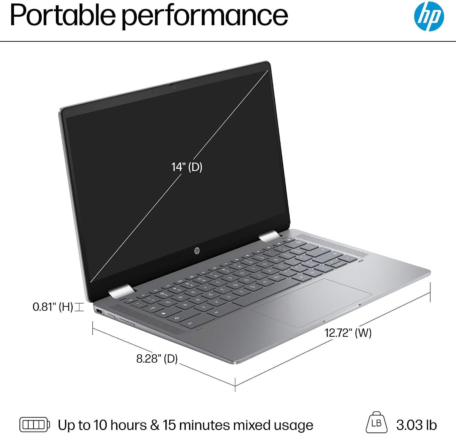 HP Chromebook Plus x360 14b 2 in 1 Laptop (14' FHD Touchscreen, Intel 8-Core i3-N305, 8GB RAM, 256GB UFS, Pen) for Home & Students, Backlit KB, IST Hub, 1080p Webcam, Wi-Fi 6E, Chrome OS w/Google AI