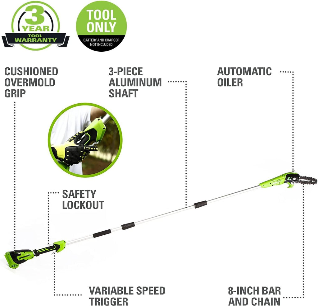 Greenworks 48V (24V x 2) 6-Piece Cordless Garden Tool Set - 20' Push Mower, 12' Trimmer, 320CFM Blower, 12' Chainsaw, 8' Pole Saw, 22' Hedge Trimmer with 3 Batteries, 2 Chargers - 3-Year Warranty