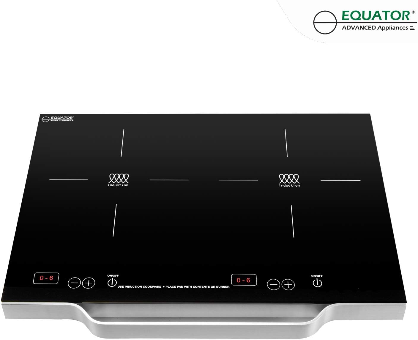 Equator 21' Portable 2-Burner Induction Cooktop LIGHT with ALUMINUM HANDLE 110V