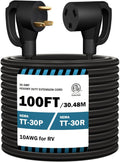 STRIGHT 100FT RV Extension Cord 30 Amp, RV Power Extension Cord NEMA TT-30P Male to TT-30R Female Heavy Duty 10 Gauge STW 3-Wire for RV Trailer Campers 125V, 3750W, ETL Listed (100FT 30AMP)