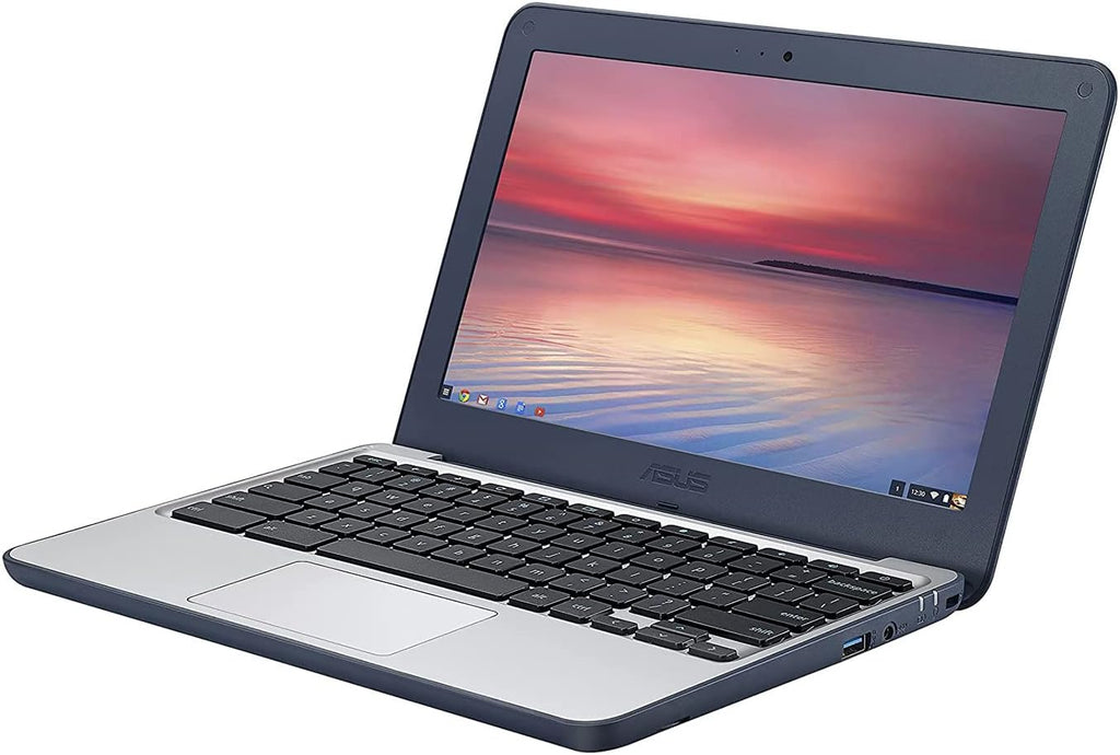 ASUS Chromebook C202SA-YS02 11.6' Ruggedized and Water Resistant Design with 180 Degree (Intel Celeron 4 GB, 16GB eMMC, Dark Blue, Silver)