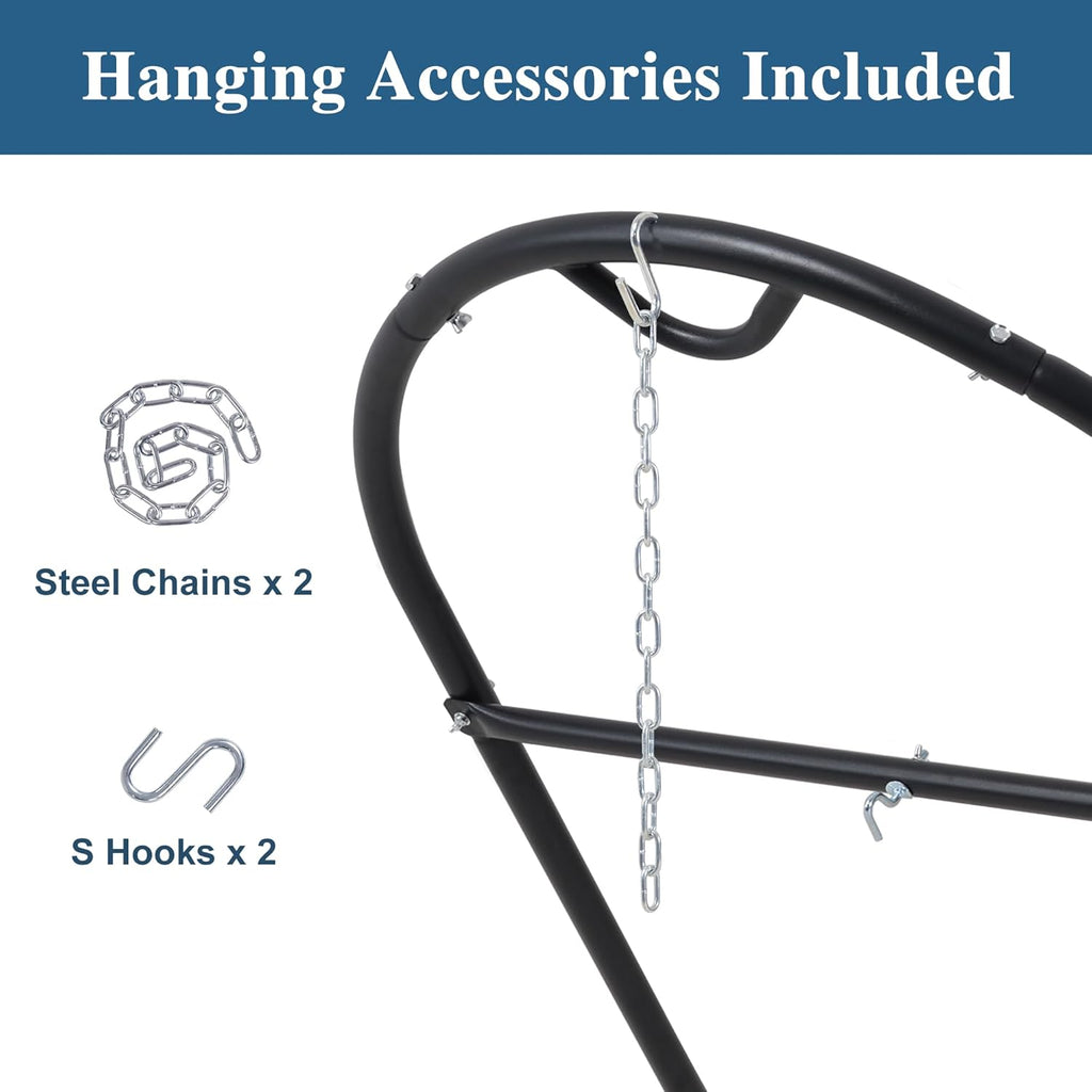 SUNCREAT Universal Steel Outdoor Hammock Stand Only, Heavy Duty, Weather-Resistant Hammock Stand for Outside, Fits 9.5 to 14 Feet Long Hammock, 475-Pound Capacity, Patent Pending, Black